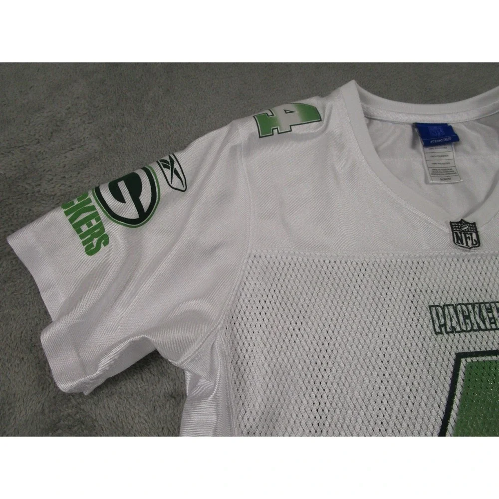 Green‎ Bay Packers Jersey Girls Medium White Brett Farve Reebok NFL Football